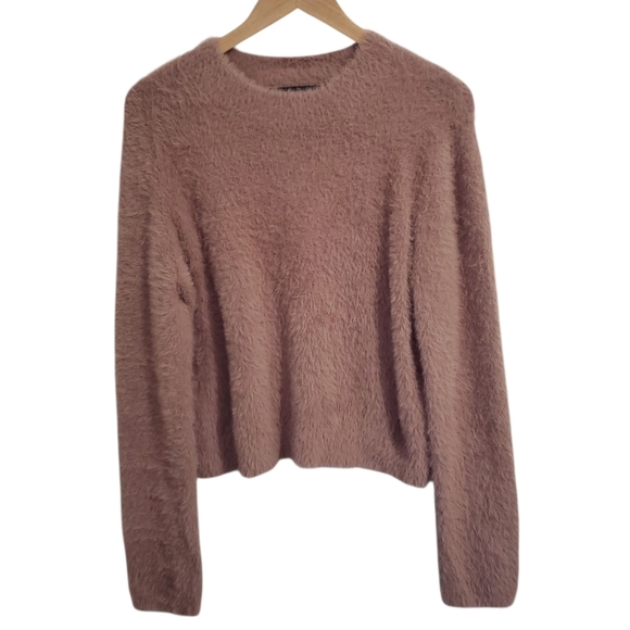HOUSE of Harlow 1960 x Revolve Alicia Fuzzy Knit Crewneck Tan Sweater Sz M Cozy - Picture 5 of 13